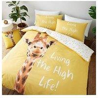 Catherine Lansfield Giraffe King Size Duvet Cover Set - Yellow
