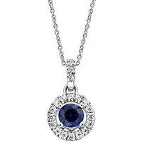 Created Brilliance Ana Created Brilliance 9Ct White Gold Created Sapphire And Lab Grown Diamond Pendant Necklace