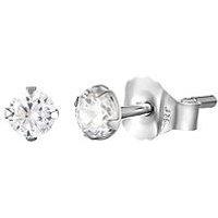 The Love Collection Sterling Silver 3Mm Round Brilliant Cubic Zirconia Stud Earrings