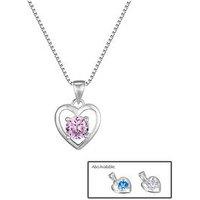 The Love Collection Sterling Silver Heart Necklace With Cubic Zirconia Stone Detail