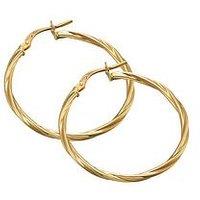 The Love Collection 9Ct Gold 25Mm Twisted Hoop Creole Earrings