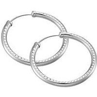 Love Diamond Sterling Silver 32Mm Diamond Cut Hoops