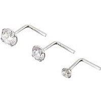 The Love Collection Sterling Silver & Cubic Zirconia 3Pk Nose Studs