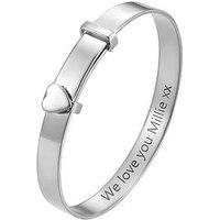The Love Collection Sterling Silver Children'S Heart Christening Expander Bangle