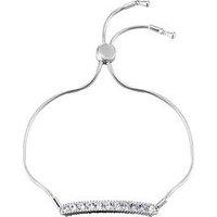 The Love Collection Sterling Silver Cubic Zirconia Tennis Style Adjustable Bracelet