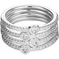 The Love Silver Collection Sterling Silver & Cubic Zirconia Heart Double Band Ring