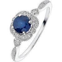 The Love Collection Arrosa 9Ct White Gold 5Mm Sapphire And Diamond Ring