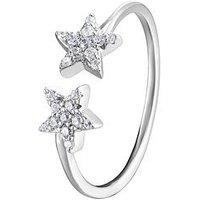 Sterling Silver Double Star CZ Ring