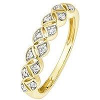 Love Diamond 9Ct Yellow Gold 0.17Ct Diamond Two Row Eternity Ring