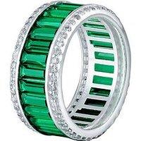 Sterling Silver Green Baguette CZ Dress Ring