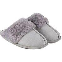 Totes Isotoner Real Suede Mule Slipper - Grey