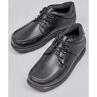Pod Milo Boys Lace Moccasin School Shoes - Black