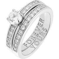 The Love Silver Collection Silver Plated Solitaire Eternity 'Forever Yours' Message Ring