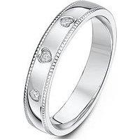 The Love Collection Sterling Silver Band With 0.2Ct Diamond Heart Detail Ring