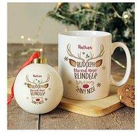 The Personalised Memento Company Rudolph The Red-Nosed Reindeer Mug & Bauble Set