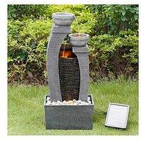 Teamson Home Solar Power Water Fountain Garden Slate Grey Ornament