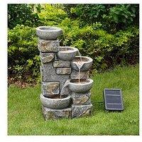 Teamson Home Solar Power Water Fountain Garden Stone Ornament With Light