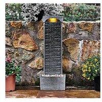 Teamson Home Curved Water Fountain Indoor Conservatory Garden Slate With Lights