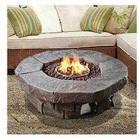 Teamson Home Gas Fire Pit Resin With Lava Rocks