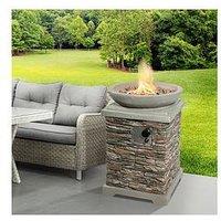 Teamson Home Gas Fire Pit Stone With Lava Rock