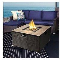 Teamson Home Peaktop Firepit Outdoor Gas Fire Pit Steel With Lava Rock & Cover