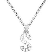 The Love Collection Sterling Silver Cubic Zirconia Initial Pendant