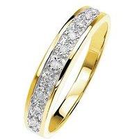 Love Diamond 9Ct Yellow Gold 0.10Ct Diamond Half Eternity Ring