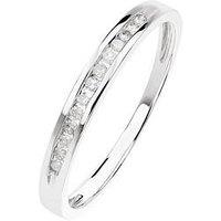 Love Diamond 9Ct White Gold 0.10Ct Diamond Channel Set Half Eternity Ring