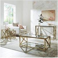 Very Home Christie Glass Top Nest Of Tables - Brass
