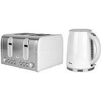 Swan Kettle & Toaster 4-Slice Twin Pack - White