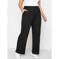 Yours Limited Pleat Front Wide Leg Trouser - Plain Black