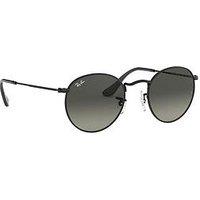Ray-Ban Round Black Metal Frame Sunglasses - Black