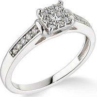 Love Diamond 9Ct White Gold 0.25Ct Diamond Princess Cut Ring With Diamond Shoulders