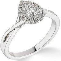 Love Diamond 9Ct White Gold 0.20Ct Diamond Double Halo Pear Twist Band Ring