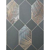 Fine Decor Miami Tropical Geo Charcoal/Copper