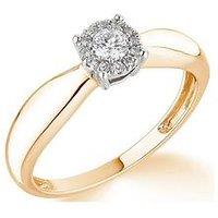 Love Diamond 9Ct White Gold 0.20Ct Diamond Halo Solitaire Engagement Ring