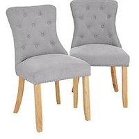 Very Home Warwick Chenille Pair Of Standard Dining Chairs - Grey/Oak Effect - Fsc Certified