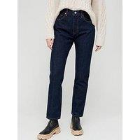 Levi'S 501 High Rise Straight Leg Jean - Dark Blue