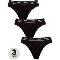 Hugo Logo Thongs (3 Pack) - Black