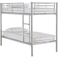 Very Home Domino Metal Bunk Bed Frame With Mattress Options - Ladder And Guard Rail On Top Bunk - Bunk Bed Frame With 2 Standard Mattresses