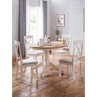 Julian Bowen Davenport 106 Cm Round Pedestal Table - Ivory/Oak