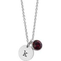 Treat Republic Personalised Silver Birthstone Crystal And Disc Necklace