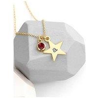 Treat Republic Personalised Gold Star With Birthstone Crystal Necklace