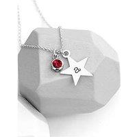 Treat Republic Personalised Silver Star With Birthstone Crystal Necklace