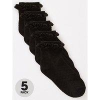 Everyday Girls 5 Pack Black Frill Socks - Black