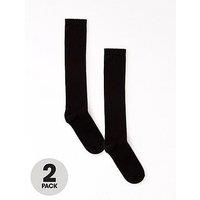 The Very Collection Girls 2 Pack Over The Knee Socks - Black