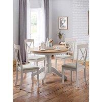 Julian Bowen Davenport 106 Cm Round Dining Table + 4 Chairs - Grey/Oak