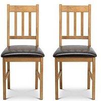 Julian Bowen Coxmoor Set Of 2 Solid Oak Dining Chairs - Oak