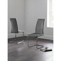 Julian Bowen Calabria Set Of 4 Velvet Cantilever Dining Chairs - Grey