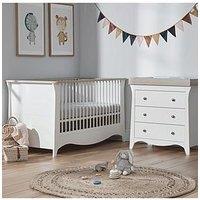 Cuddleco Clara 2Pc Set 3 Drawer Dresser And Cot Bed Driftwood Ash